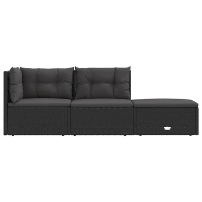 Vidaxl Set De Muebles De Jardín 3 Pzas Y Cojines Ratán Sintético Negro_3