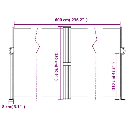 Vidaxl Toldo Lateral Retráctil Verde Oscuro 180x600 Cm_2
