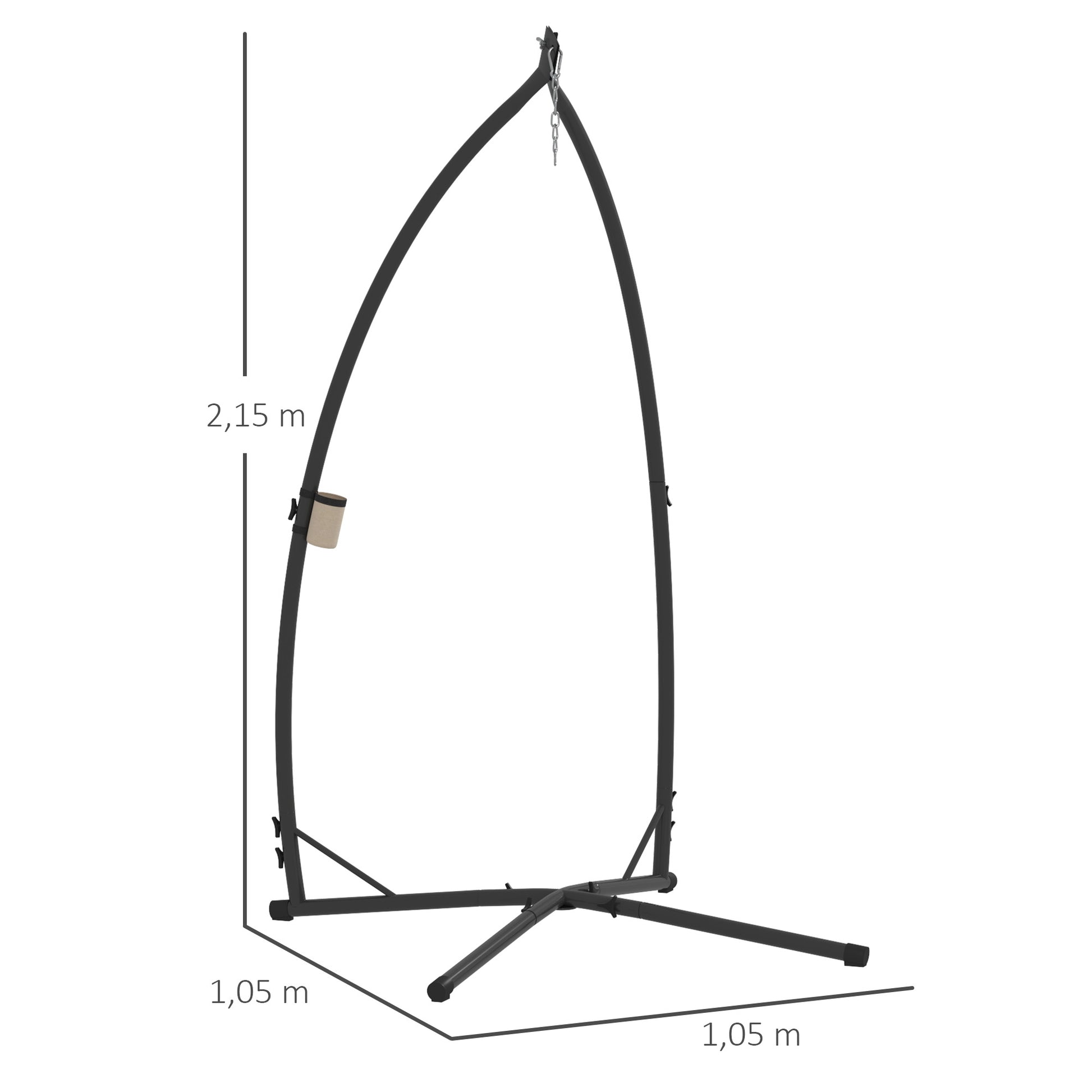 Outsunny Soporte Para Silla Colgante De Acero Con Base Establey Portavaso Negro_2