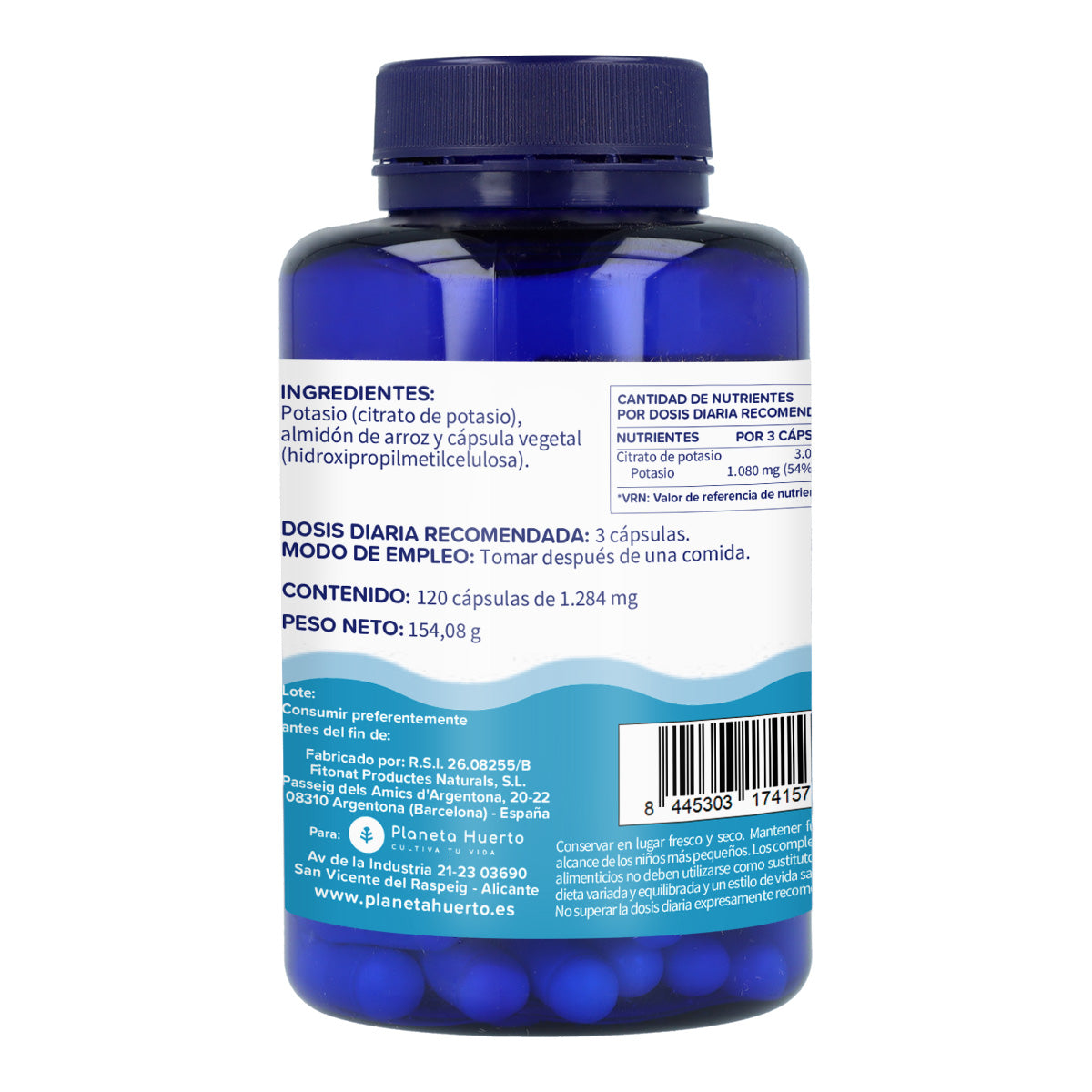 Citrato de potasio Planeta Huerto 120 Cápsulas