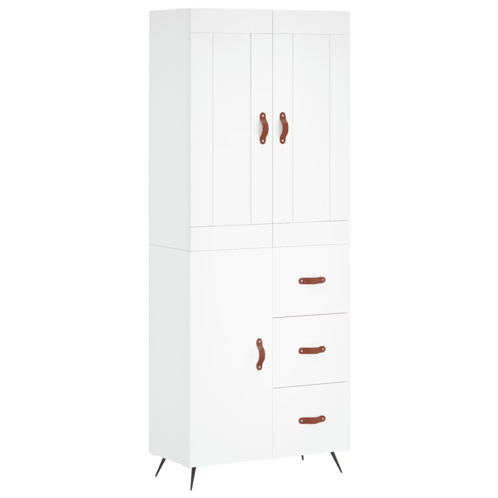 Aparador Alto Madera Contrachapada Blanco 69,5x34x180 Cm_1