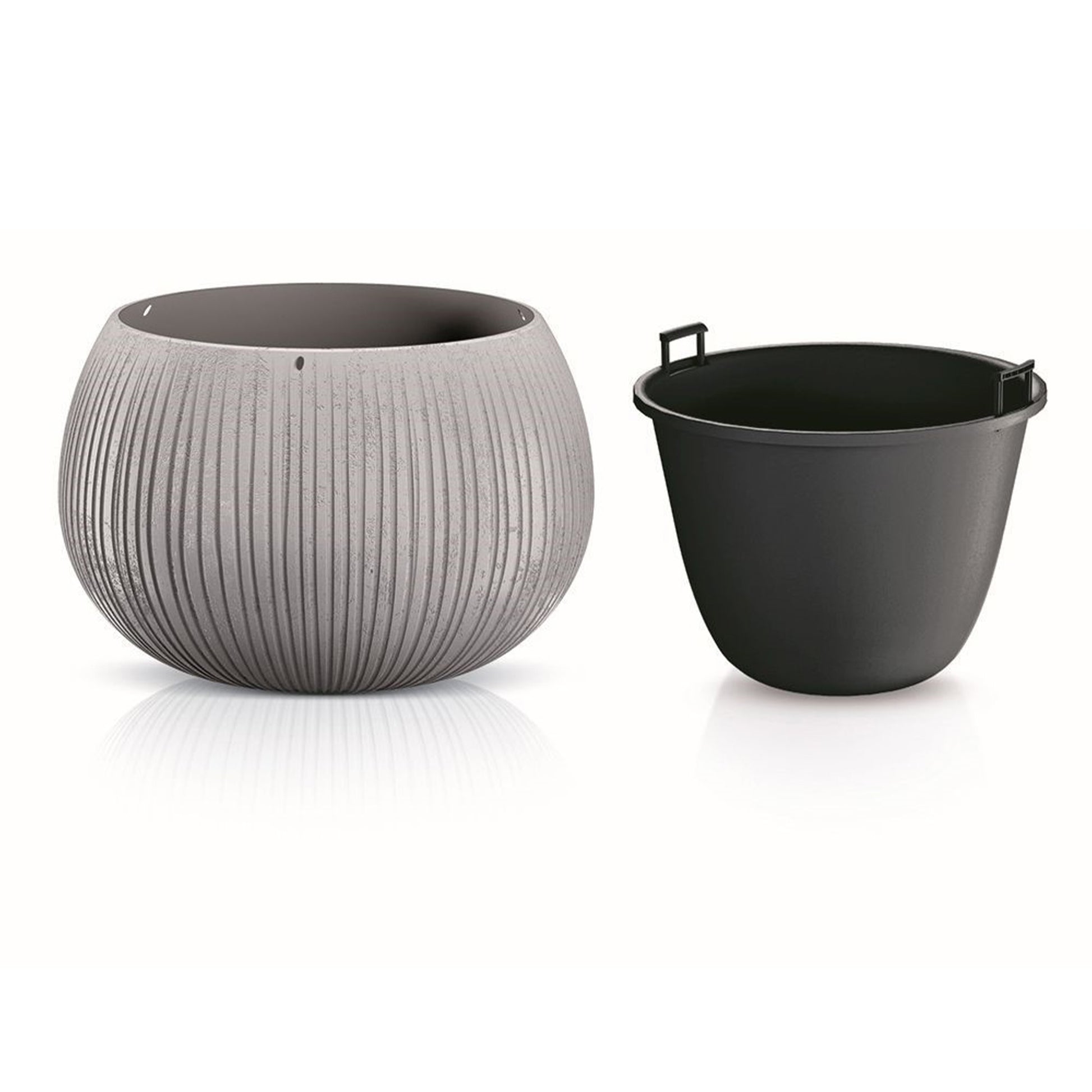 2x Prosperplast Beton Bowl De Plástico Con Depósito En Color Cemento, 11 (alto) X 14,4 (ancho) X 14,4 (profundo) Cms_3