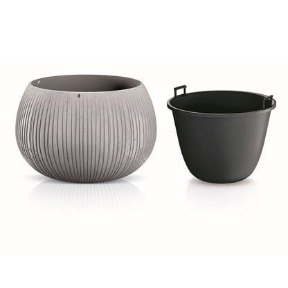 2x Prosperplast Beton Bowl De Plástico Con Depósito En Color Cemento, 11 (alto) X 14,4 (ancho) X 14,4 (profundo) Cms_3