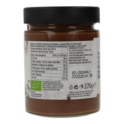 Crema de Chocolate con Almendras Vegana La Vida Vegan, 270 g