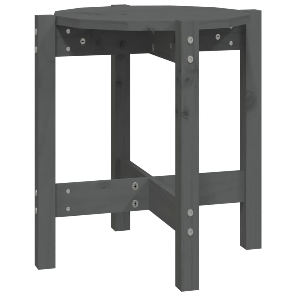 Mesa De Centro De Madera Maciza De Pino Gris Ø42,5x45 Cm_0