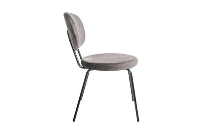 Juego De 4 Sillas De Comedor De Terciopelo Gris Con Patas De Metal Industrial 44x58x80cm- Muebles De Comedor_2
