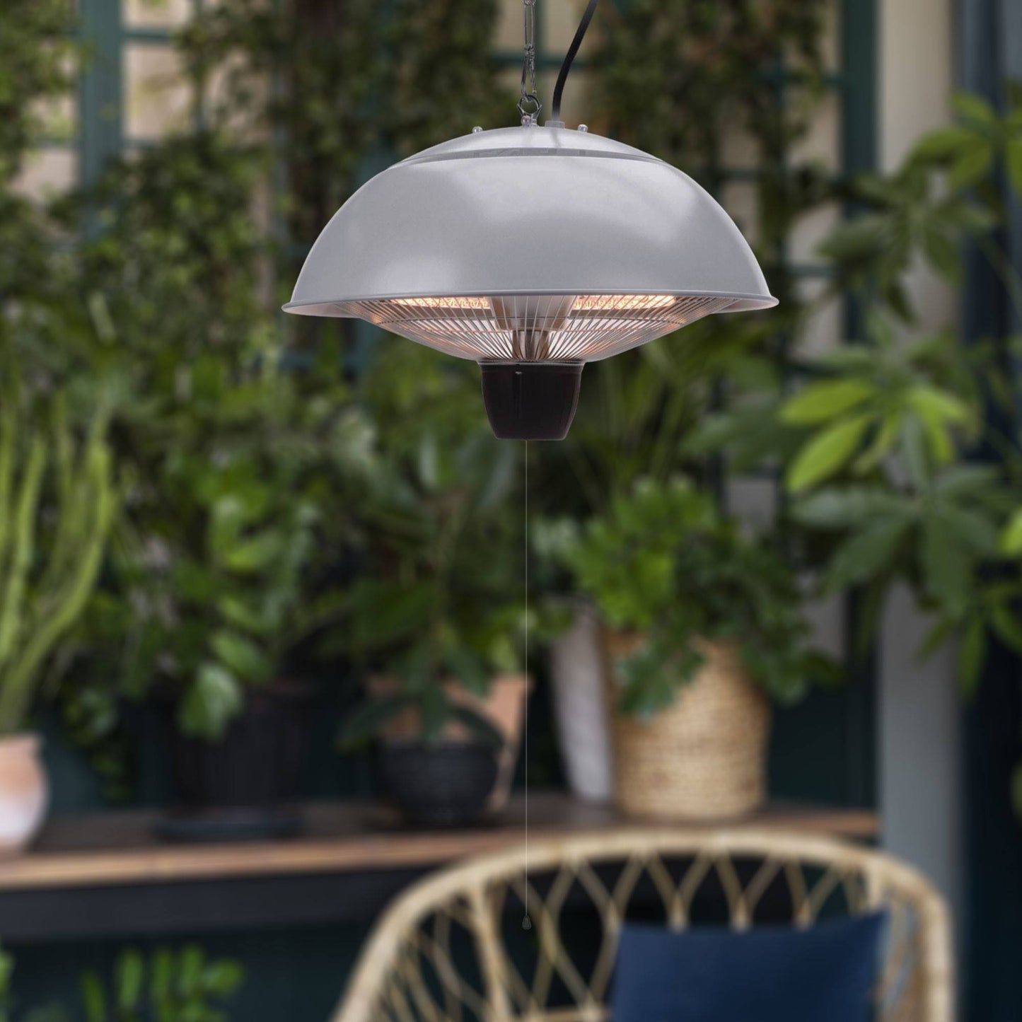 Well Home Calefactor De Patio Modelo Colgante Revestimiento Plata 45x45x35cm