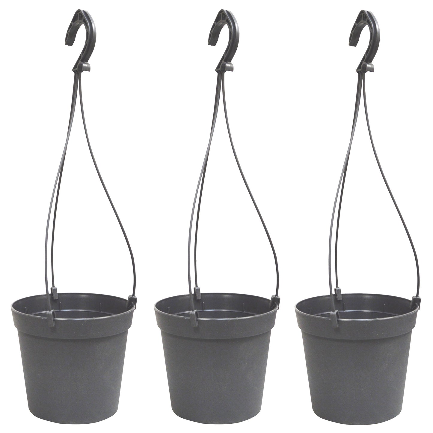 3 Macetas Cilíndricas Ø 14 Cm Con Ganchos, De Polipropileno Gris_0