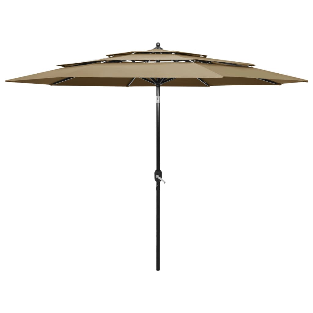 Vidaxl Sombrilla De Jardín De 3 Niveles Con Palo De Aluminio Taupe 3 M_0