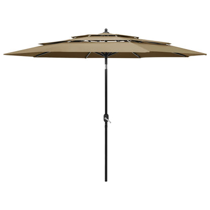 Vidaxl Sombrilla De Jardín De 3 Niveles Con Palo De Aluminio Taupe 3 M_0