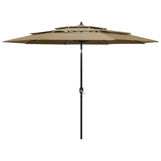 Vidaxl Sombrilla De Jardín De 3 Niveles Con Palo De Aluminio Taupe 3 M_0
