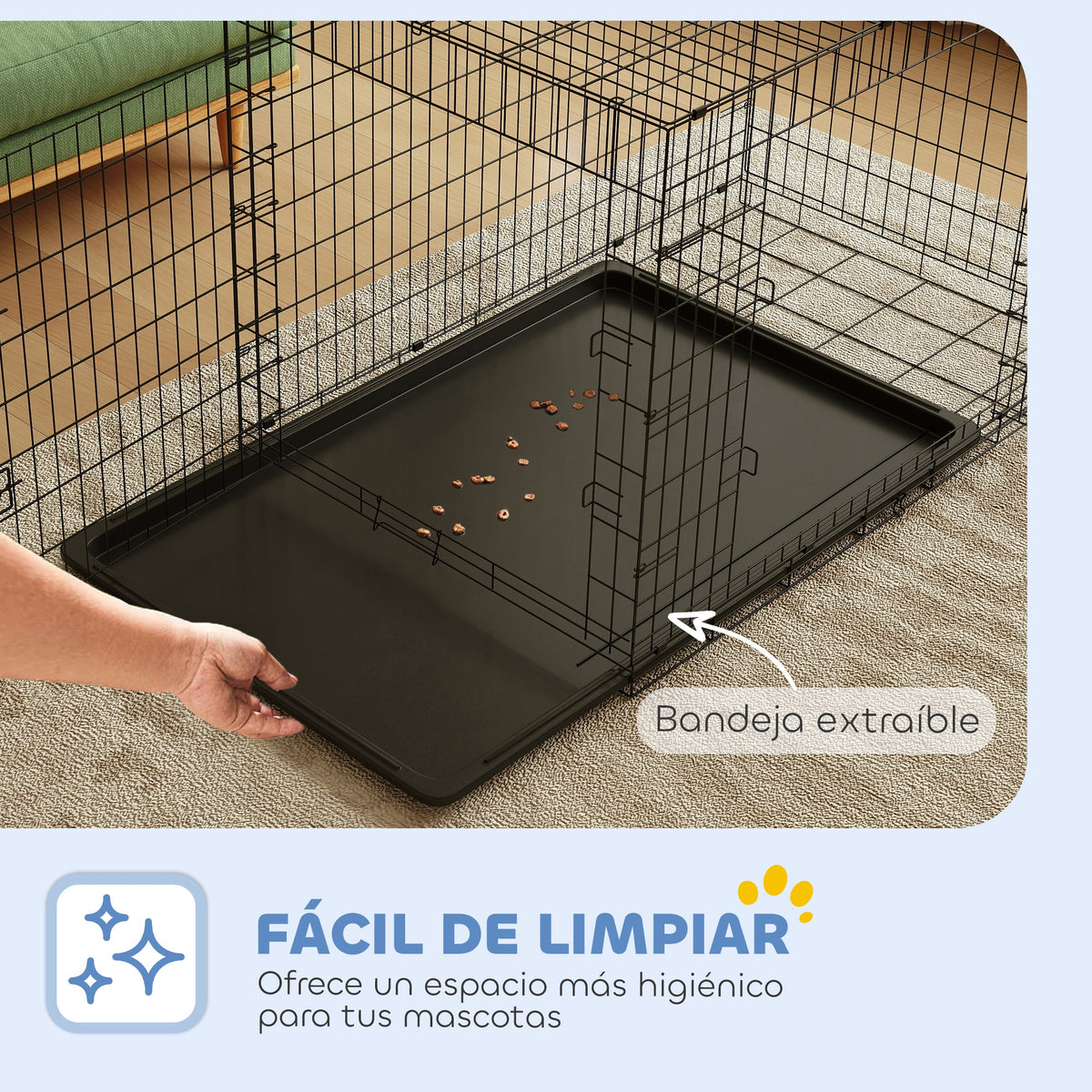 Pawhut Transportín De Perro De 2 Puertas Plegable Con Asa Acero 121x76,5x81 Cm_5