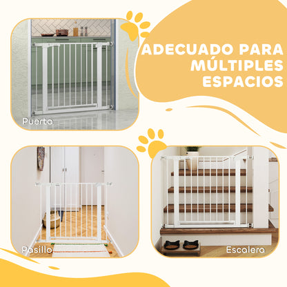 Pawhut Barrera De Seguridad Perros Escaleras Puertas 76-97 Cm Con 2 Extensiones_3