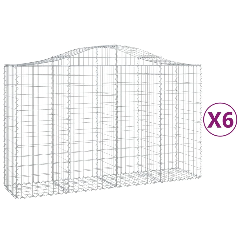 Cestas De Gaviones 6 Uds Forma De Arco Hierro 200x50x120/140 Cm_0