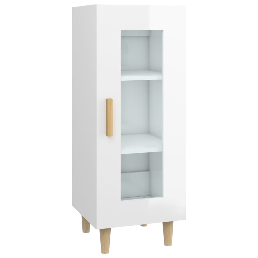 Aparador De Madera Contrachapada Blanco Brillante 34,5x34x90 Cm / Vetonek_3