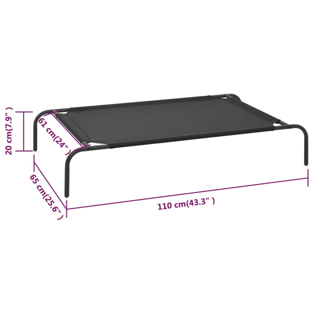 Cama De Perro Elevada Negra Textilene L / Vetonek_2