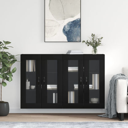 Armarios De Pared 2 Uds Madera De Ingeniería Negro_0