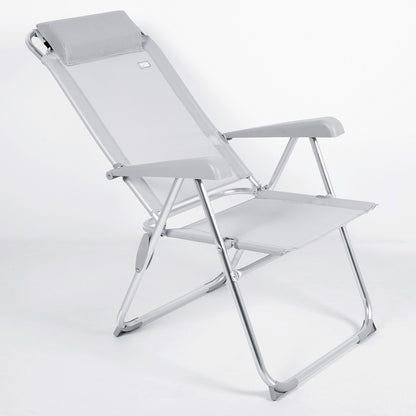 Silla Plegable Camping Antivuelco Y Multiposición Gris C/cojín Aktive_2