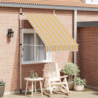 Toldo Manual Retráctil 150 Cm Amarillo Y Azul Rayas_1