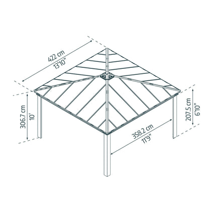 Gazebo sombreado cenador Dallas 422x422 cm