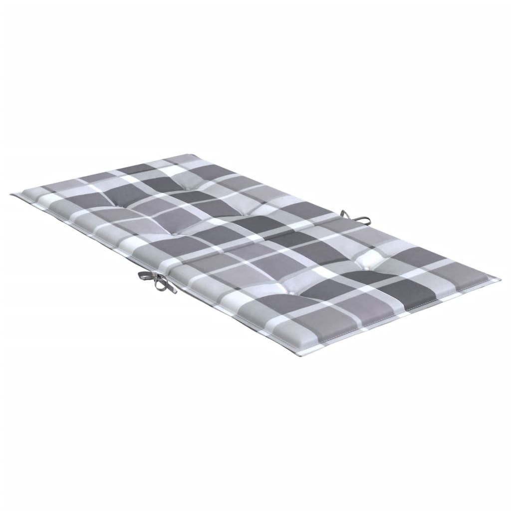 Vidaxl Cojín Silla De Jardín Respaldo Bajo 6 Uds Tela A Cuadros Gris_4