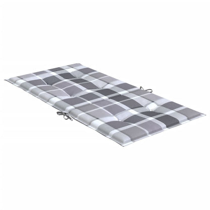 Vidaxl Cojín Silla De Jardín Respaldo Bajo 6 Uds Tela A Cuadros Gris_4