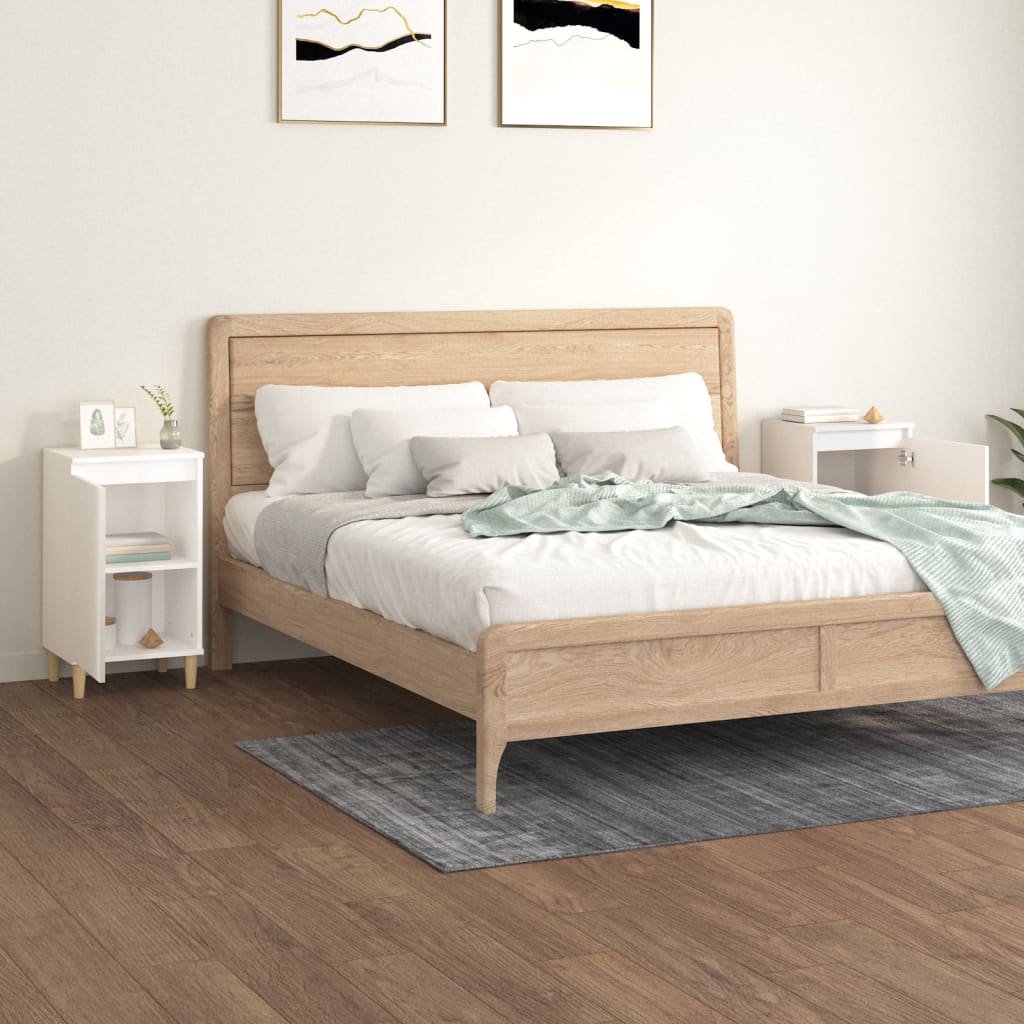 Mesitas De Noche 2 Uds Madera Blanco Brillante 40x35x70 Cm_1