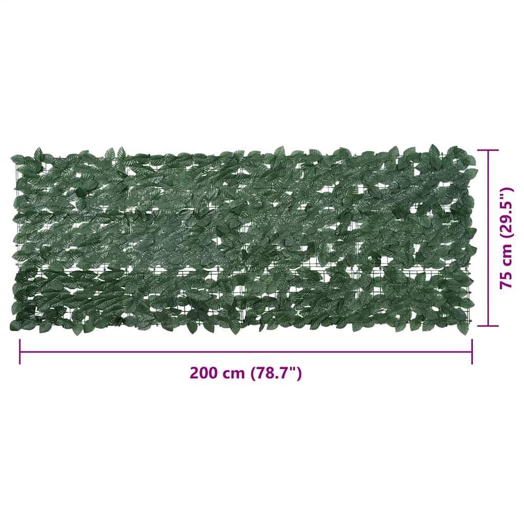 Vidaxl Pantalla De Balcón De Hojas Verde Oscuro 200x75 Cm_2