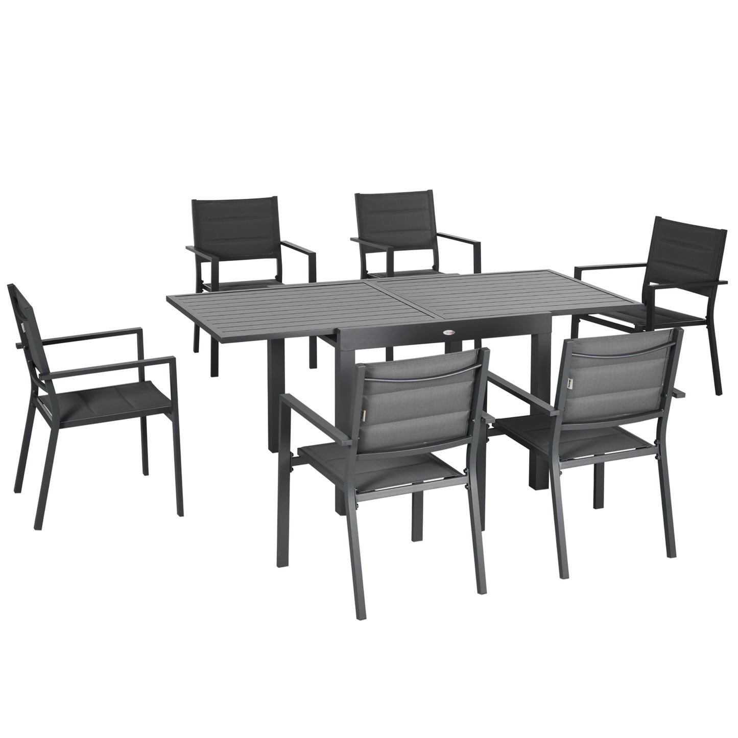Outsunny Conjunto Muebles De Jardín Con Mesa Extensible Y 6 Sillas Apilables_0