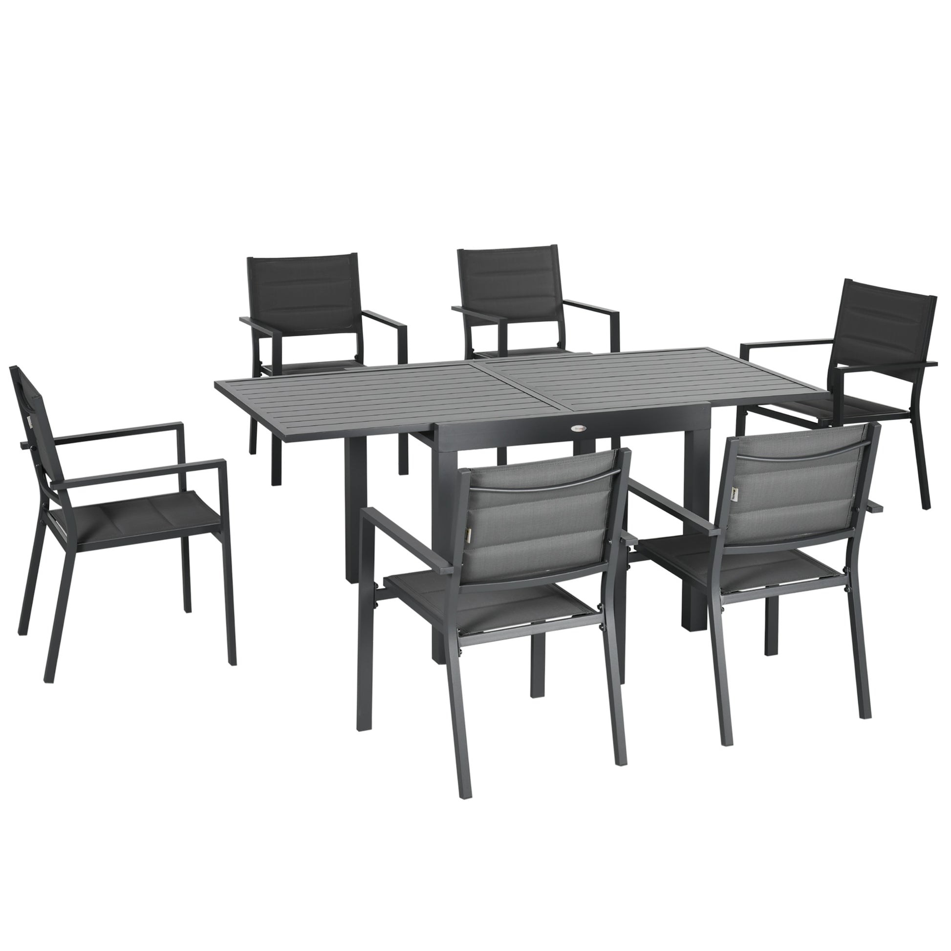 Outsunny Conjunto Muebles De Jardín Con Mesa Extensible Y 6 Sillas Apilables_0