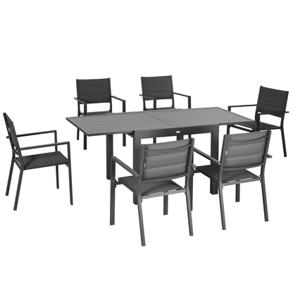 Outsunny Conjunto Muebles De Jardín Con Mesa Extensible Y 6 Sillas Apilables_0