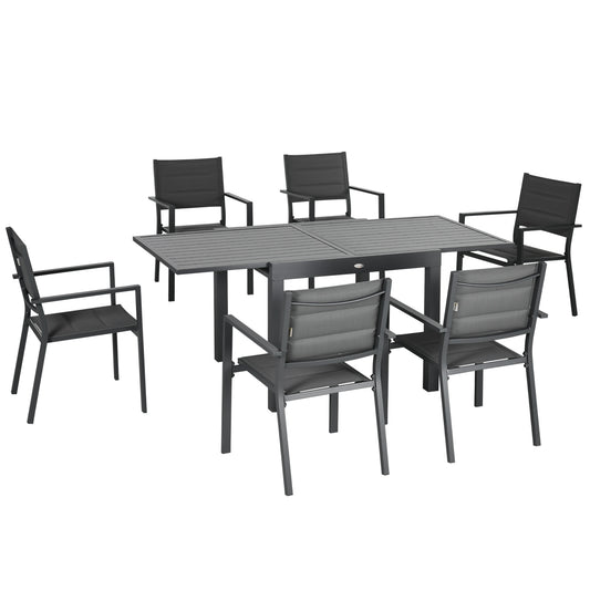 Outsunny Conjunto Muebles De Jardín Con Mesa Extensible Y 6 Sillas Apilables_0