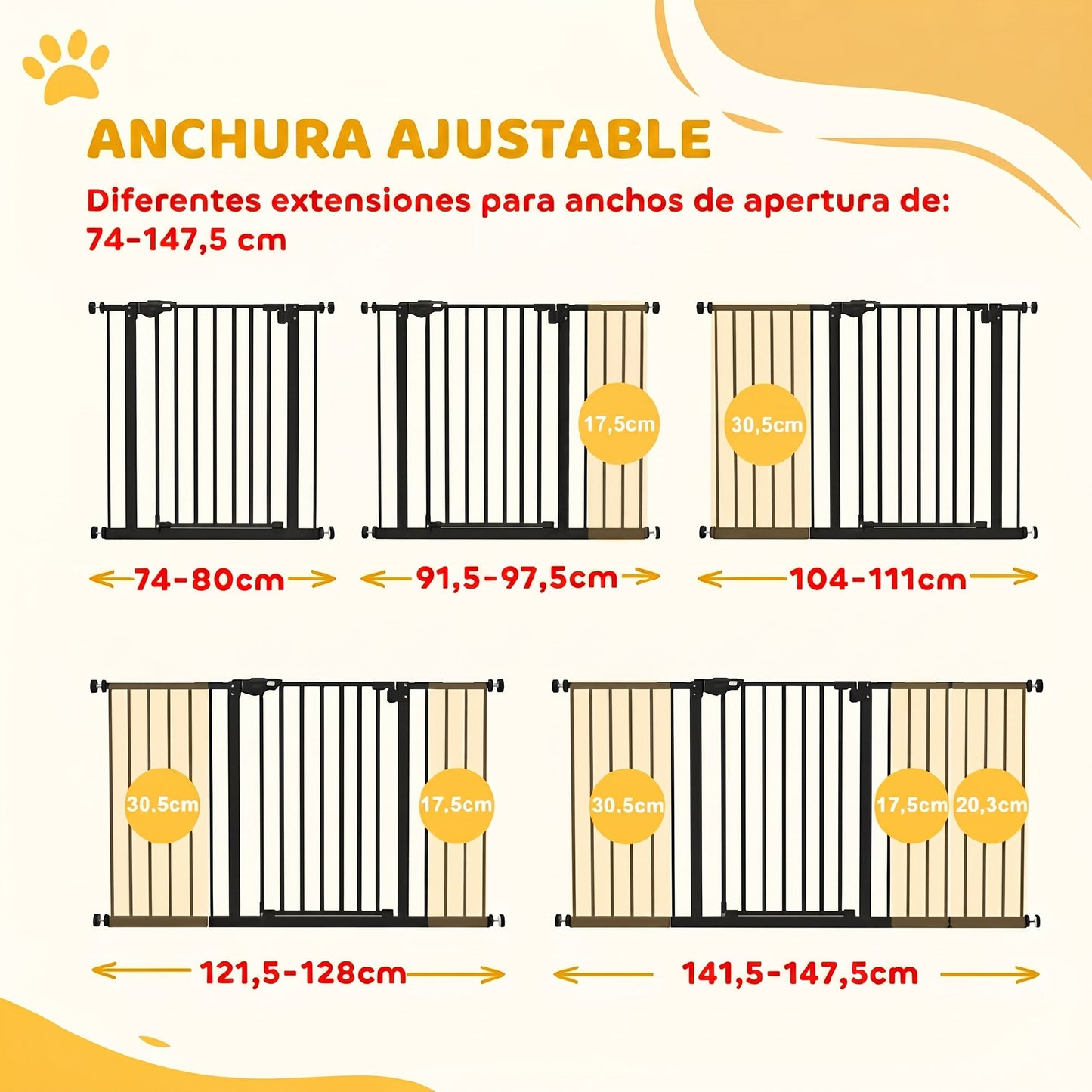Pawhut Barrera De Seguridad Para Perros Extensible 74-147_3