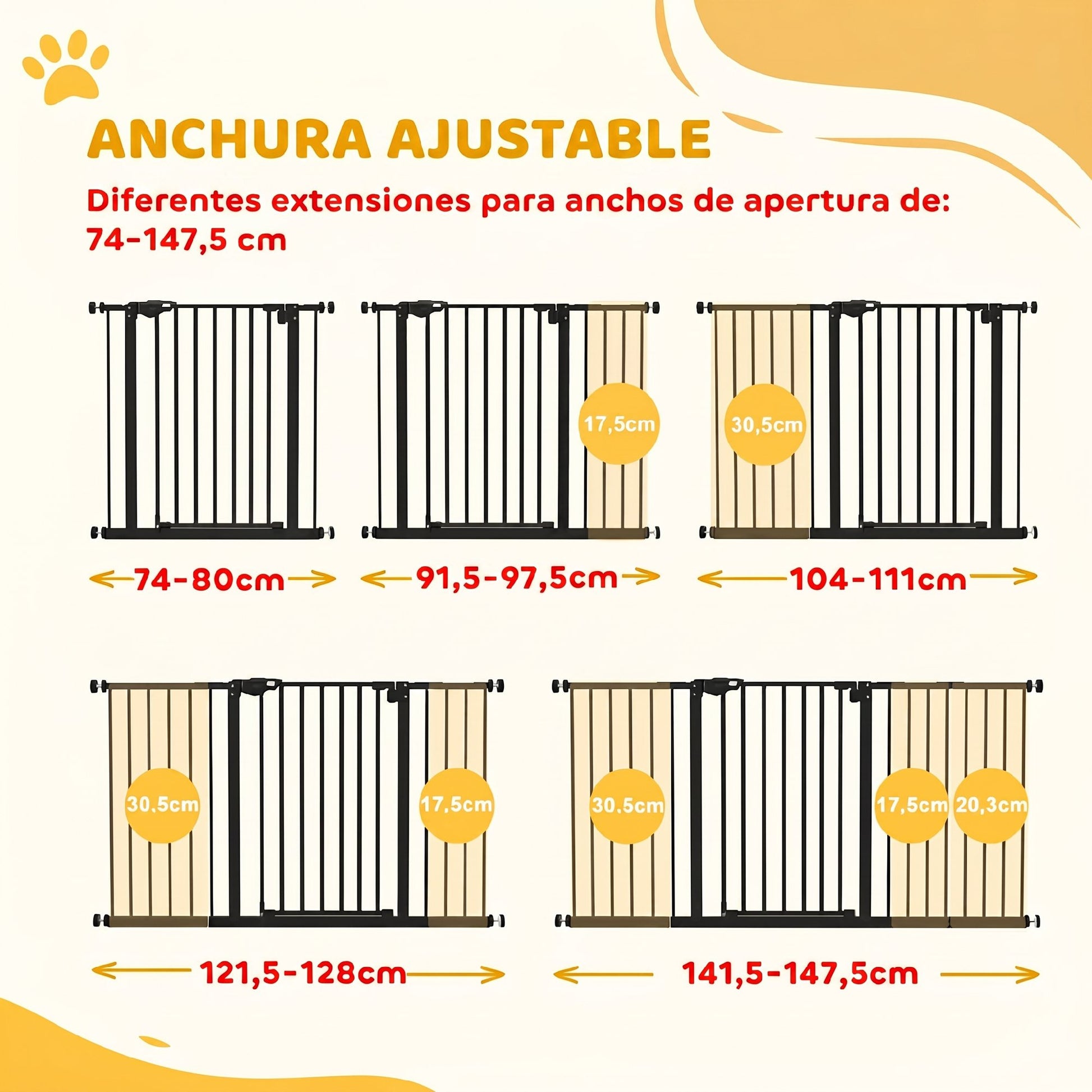 Pawhut Barrera De Seguridad Para Perros Extensible 74-147_3