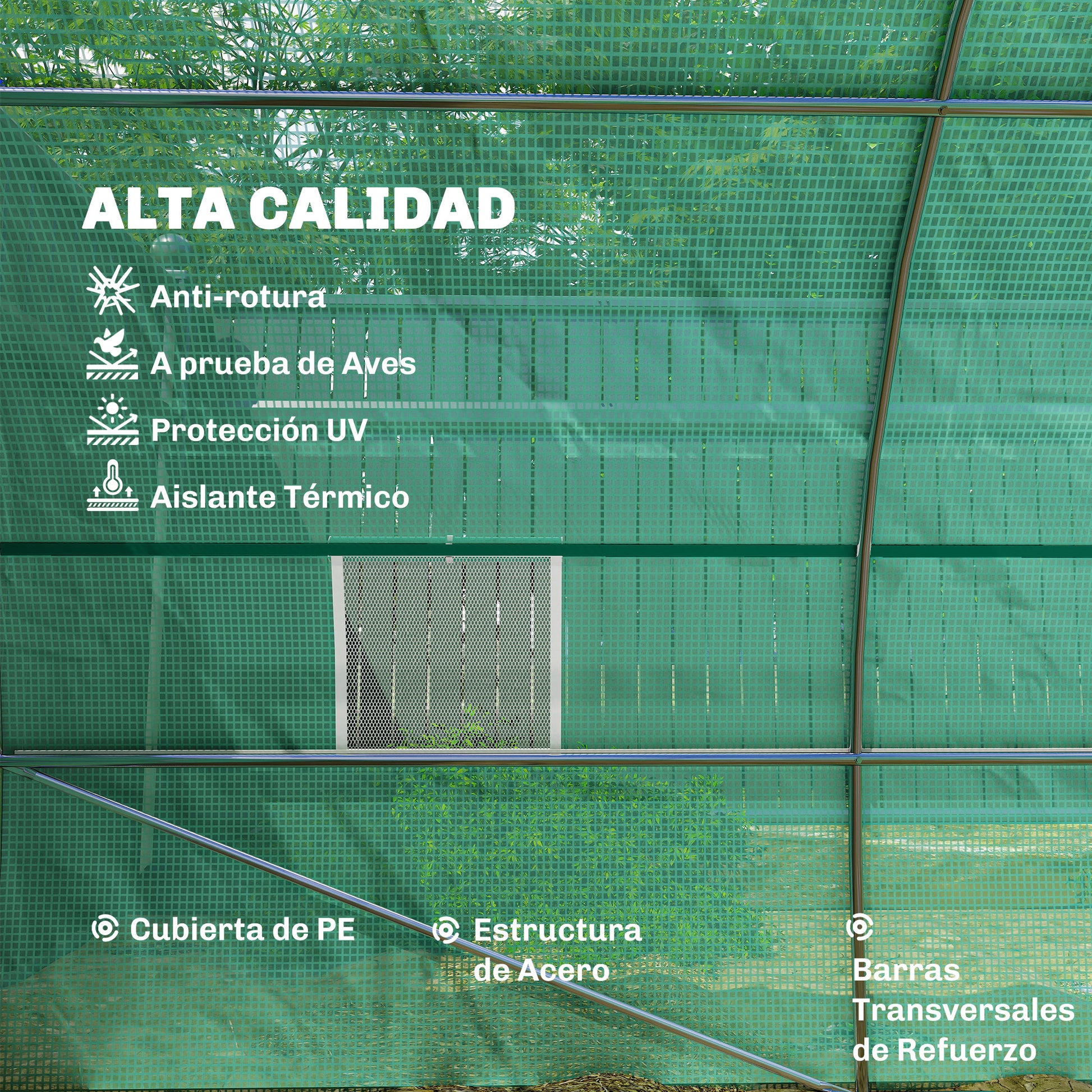 Outsunny Invernadero De Túnel 8x3x2 M Con 12 Ventanas Cubierta Pe Cultivo Verde_3