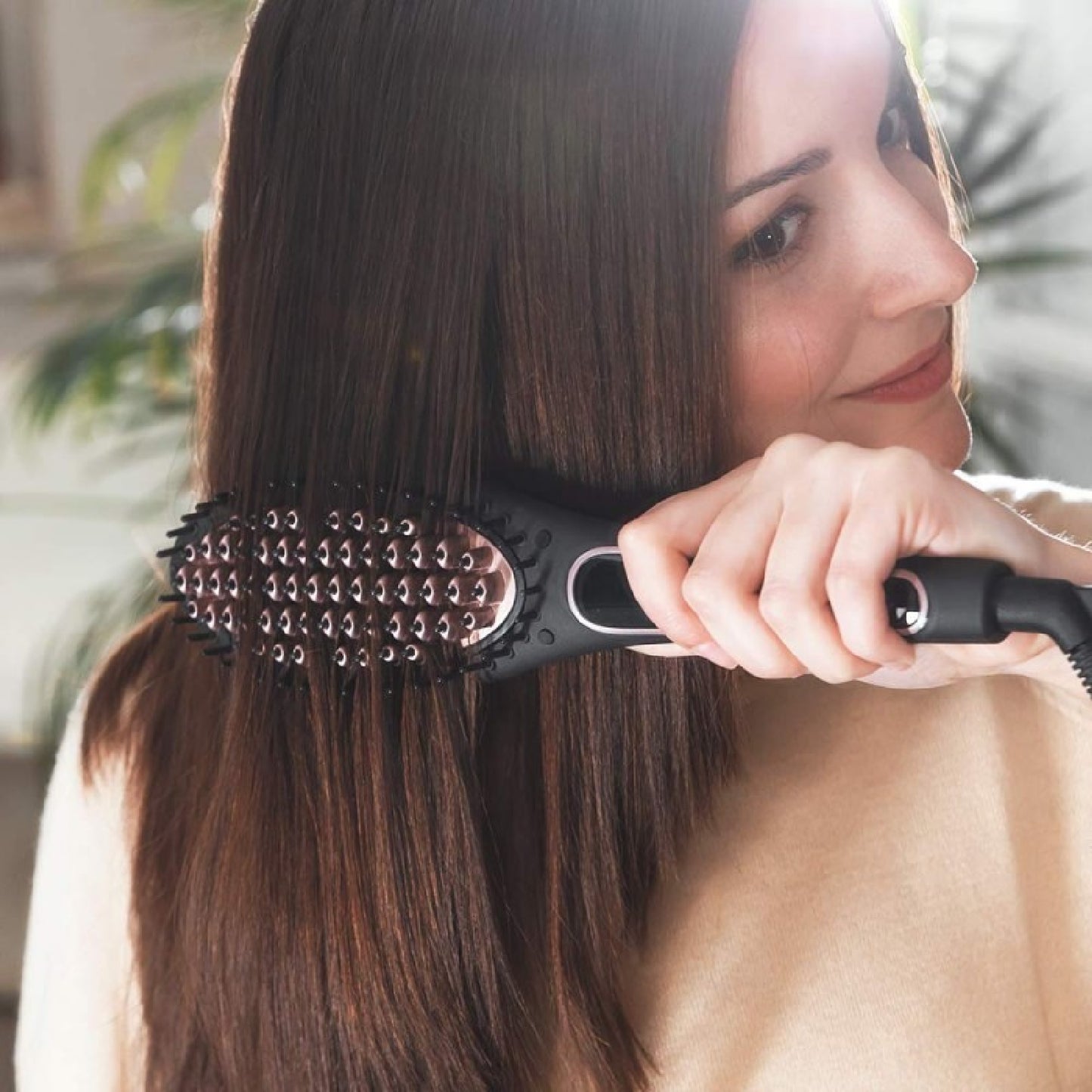 Cecotec Cepillo Alisador De Cerámica Bamba Instantcare Perfectbrush. 61 W Revestimiento De Queratina Y Aceite De Argán E_1
