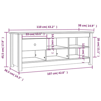 Mueble Zapatero De Madera Maciza De Pino Negro 110x38x45,5 Cm / Vetonek_1