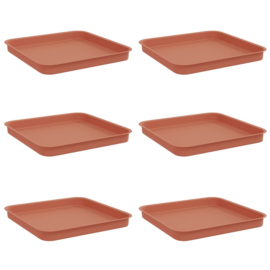Bandeja Cuadrada Para Flores 6 Pcs Rojo Ladrillo 21 X 21 X 2 Cm_0