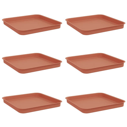 Bandeja Cuadrada Para Flores 6 Pcs Rojo Ladrillo 21 X 21 X 2 Cm_0