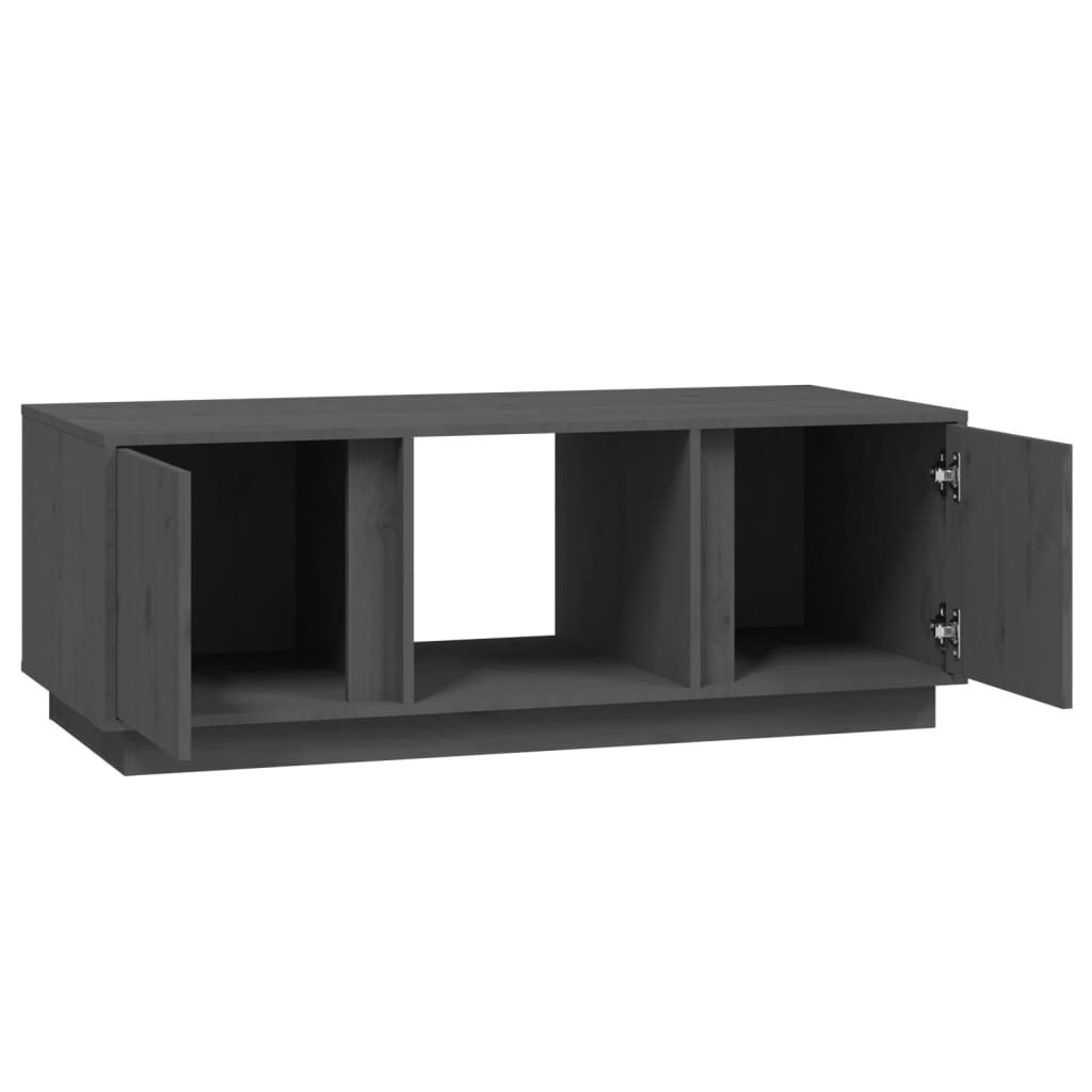 Mesa De Centro De Madera Maciza De Pino Gris 110x50x40 Cm_4
