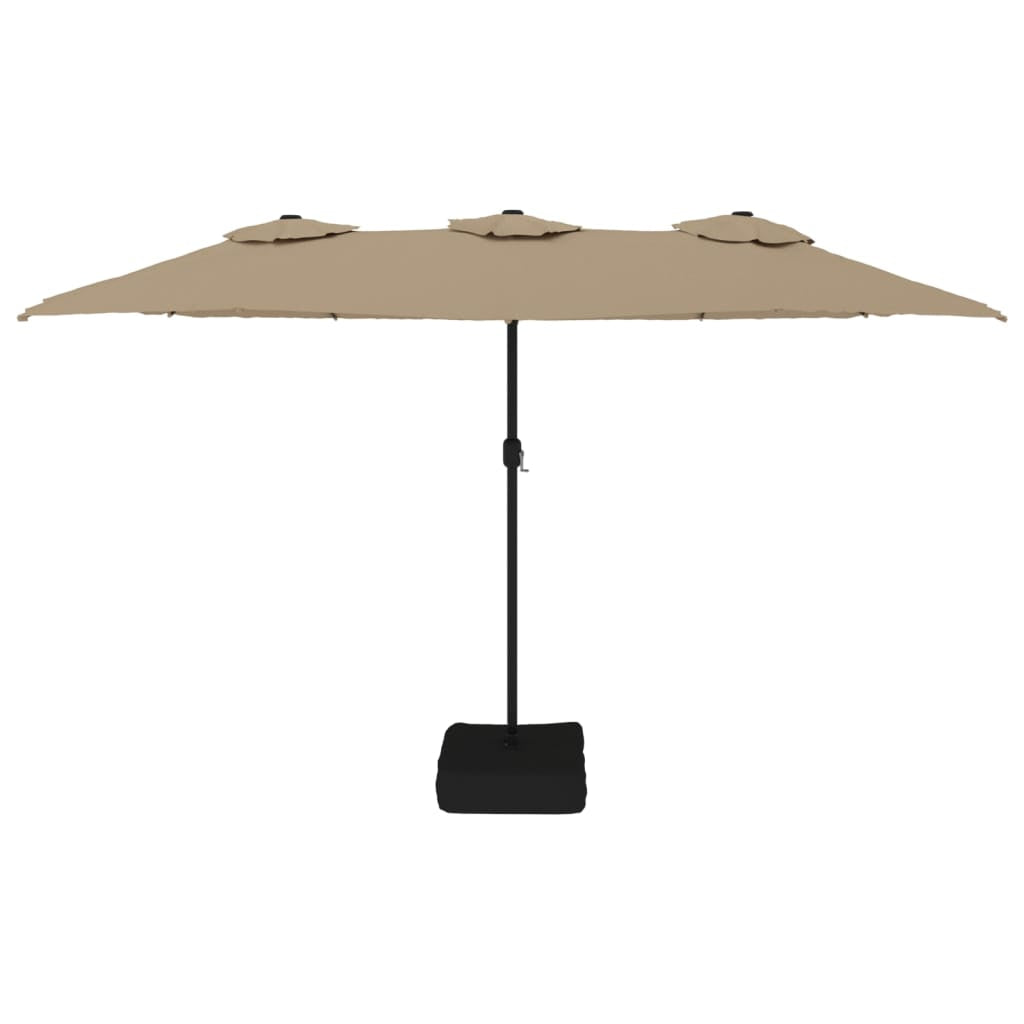 Vidaxl Sombrilla Doble De Jardín Con Luces Led Gris Taupe 449x265 Cm_3