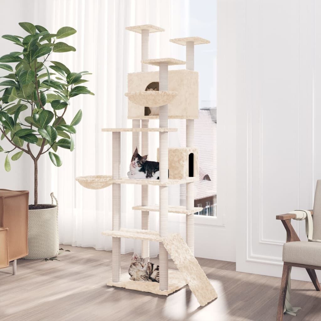 Vidaxl Rascador Para Gatos Con Postes De Sisal Crema 191 Cm_1