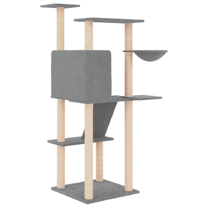 Vidaxl Rascador Para Gatos Con Postes De Sisal Gris Claro 143 Cm_4