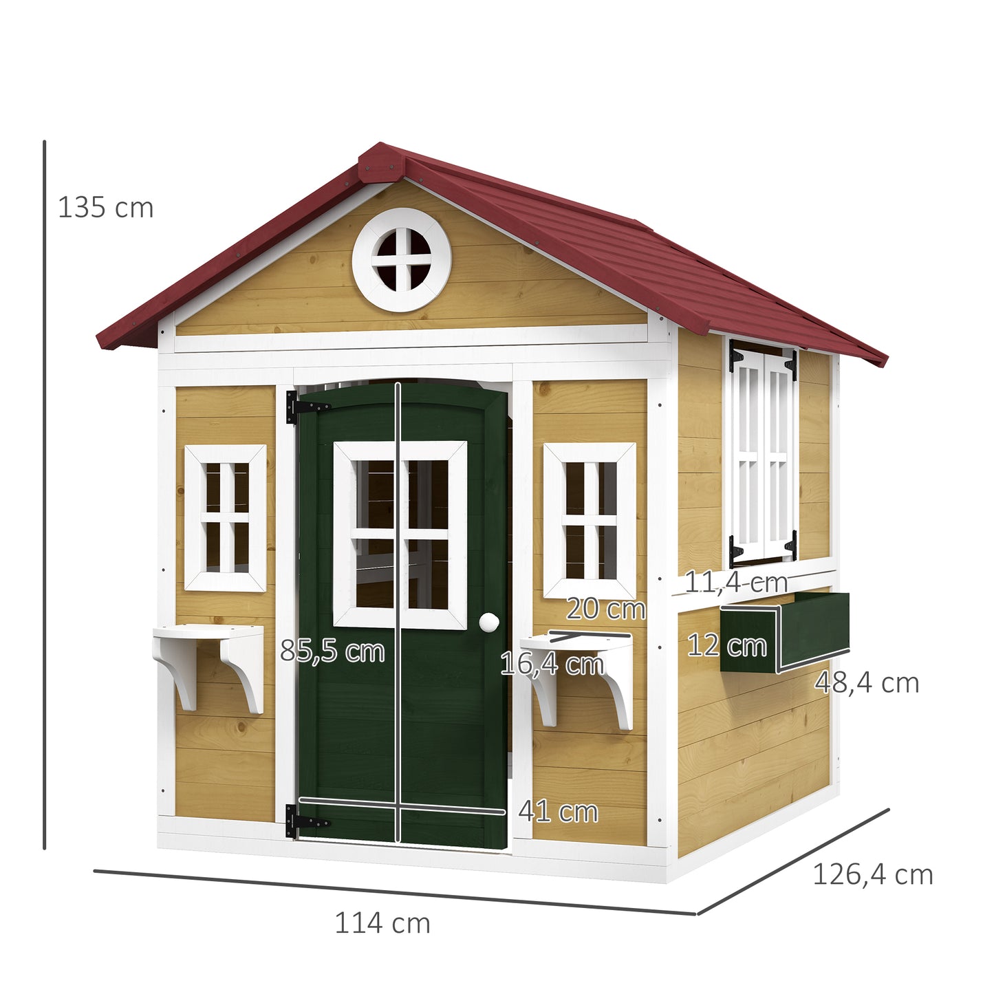 Outsunny Casa De Jardín Infantil Con Jardineras 114x126,4x135 Cm Natural_2