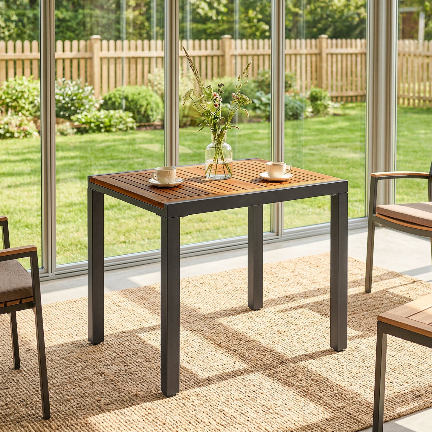 Outsunny Mesa De Jardín Extensible 120/80x70 Cm Para 4-6 Personas Natural_3