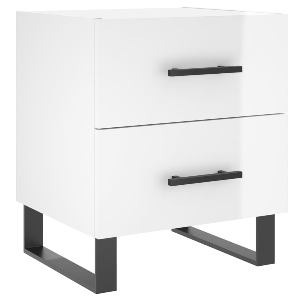 Mesita Noche 2 Uds Madera Ingeniería Blanco Brillo 40x35x47,5cm_3
