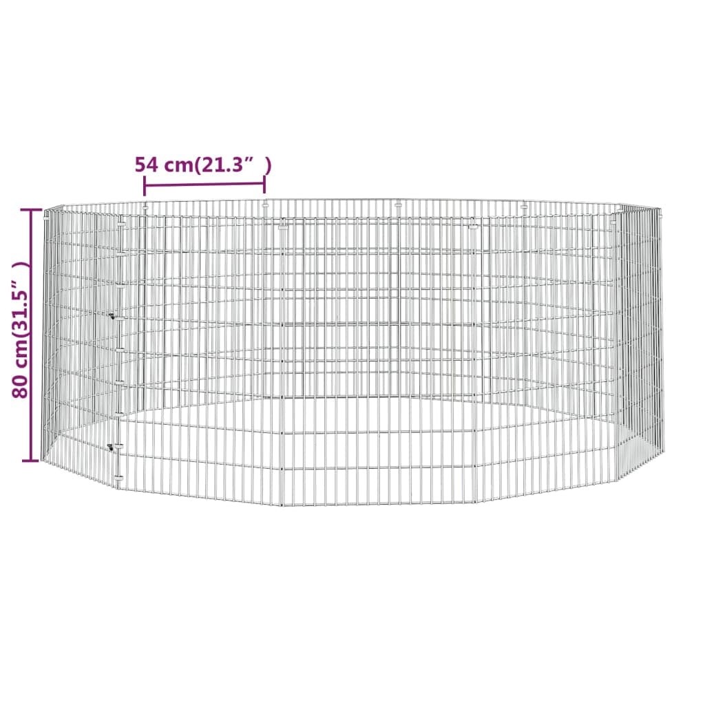 Vidaxl Recinto Animales Corral 12 Paneles Hierro Galvanizado 54x80 Cm_2