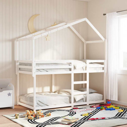 Techo De Cama Infantil Madera Maciza Blanco 203x80,5x142 Cm_1