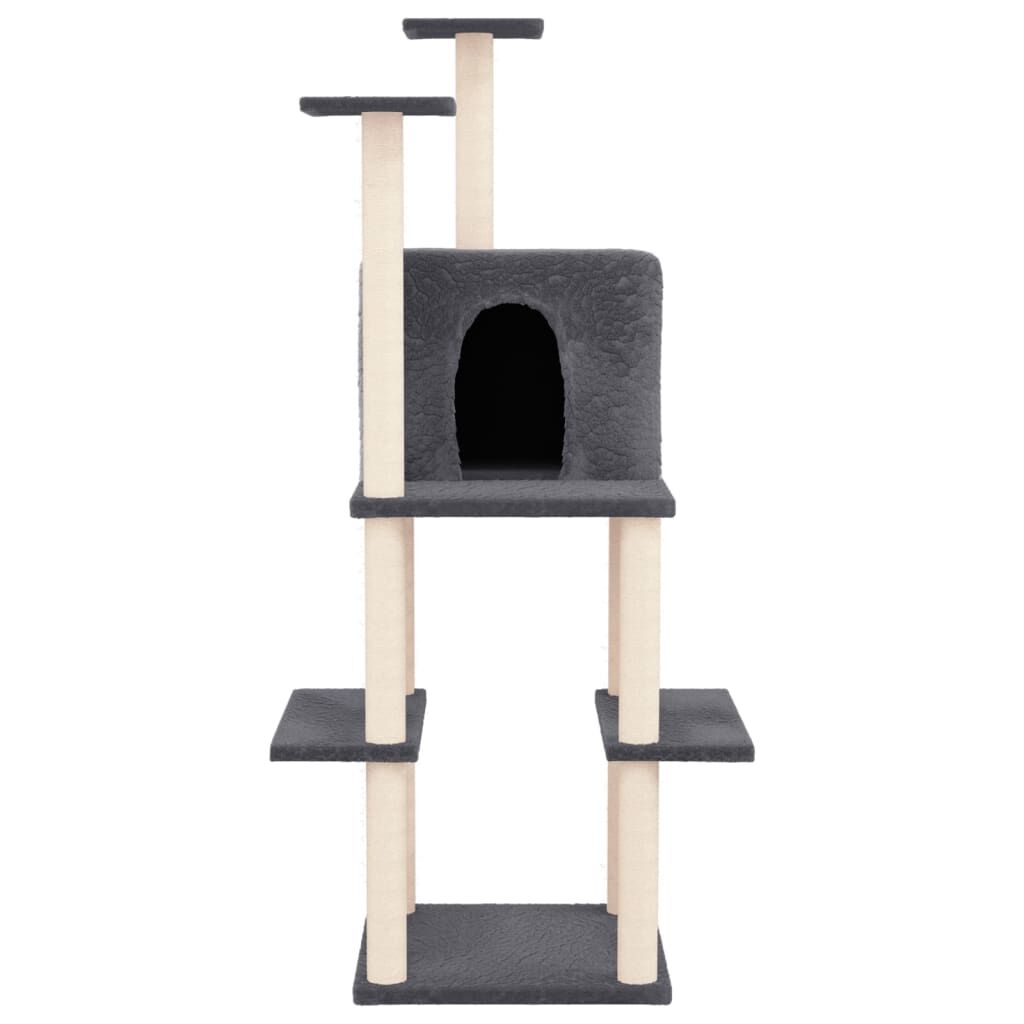 Vidaxl Rascador Para Gatos Con Postes De Sisal Gris Oscuro 144,5 Cm_2