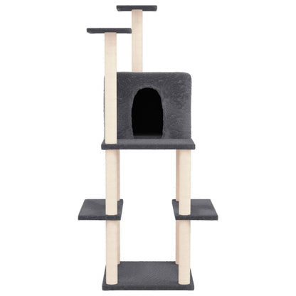 Vidaxl Rascador Para Gatos Con Postes De Sisal Gris Oscuro 144,5 Cm_2